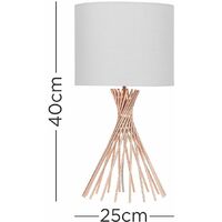 Metal Twist Table Lamp With Fabric Lampshade - Cool Grey - No Bulb