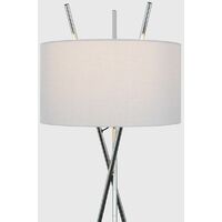 Crawford Tripod Floor Lamp in Chrome with Large Reni Shade - Cool Grey - Including LED Bulb