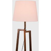 Augustus Tripod Floor Lamp in Dark Wood with Aspen Shade with Aspen Shade - Pink - No Bulb