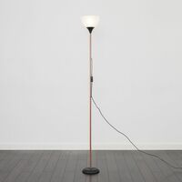 Copper & Black Uplighter Floor Lamp + White Shade - Add LED Bulb