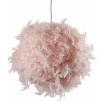 Uriel Feather Ball Ceiling Pendant Light Shade - Pink - No Bulb
