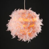 Uriel Feather Ball Ceiling Pendant Light Shade - Pink - No Bulb