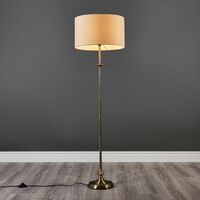 MiniSun Antique Brass Floor Lamp with Fabric Lampshade - Beige