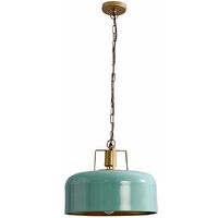 Metal Domed Ceiling Light Fitting - Green & Gold