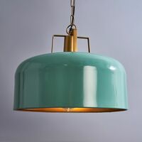 Metal Domed Ceiling Light Fitting - Green & Gold