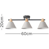 3 Way Metal Ceiling Light Fitting + 4W LED Bulb - No Bulbs