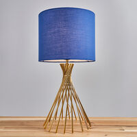 Metal Twist Table Lamp With Fabric Lampshade - Navy Blue - Including LED Bulb