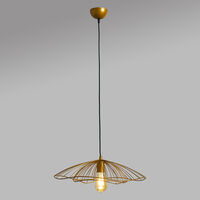 Modern Ceiling Light Fitting with Metal Wire Shade + LED 4W Bulb - Gold