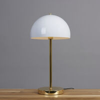 Industrial Metal Table Lamp with Domed Light Shade - White & Gold - No Bulb