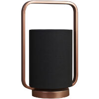 Metal Table Lamp with Fabric Drum Lampshade + LED 4W Bulb - Copper