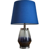 Blue Gloss Table Lamp with Fabric Lampshade - Navy Blue - No Bulb