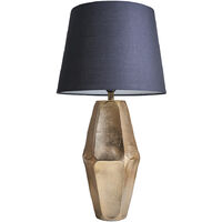Gold Metal Table Lamp with Tapered Lampshade - Black