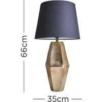 Gold Metal Table Lamp with Tapered Lampshade - Black