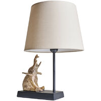 Brass and Black Sitting Baby Elephant Table Lamp - Beige