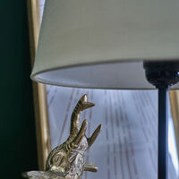 Brass and Black Sitting Baby Elephant Table Lamp - Beige