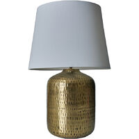 Antique Brass Table Lamp with Fabric Lampshade