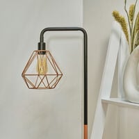 Industrial Copper Floor Lamp Metal Geometric Lampshade Solid Marble Base - Copper