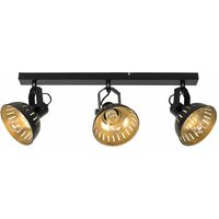 Industrial Black & Gold 3 Way Adjustable Ceiling Spotlight - No Bulbs
