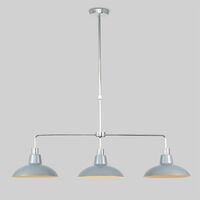 3 Way Rise & Fall Suspended Over Table Ceiling Light with Retro Shades - Silver