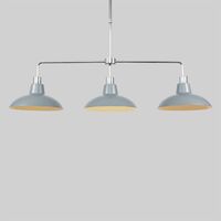 3 Way Rise & Fall Suspended Over Table Ceiling Light with Retro Shades - Silver
