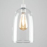 Dome Shaped Glass Ceiling Pendant Light Shade + 4W LED Filament Bulb - No Bulb