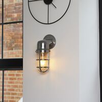 Stylish IP44 Rated Aluminium Metal Outdoor Wall Fisherman Light Lantern + 4W LED Filament Bulb - Add LED Bulb