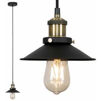 Industrial Black & Antique Brass Ceiling Light Pendant Shade - No Bulb