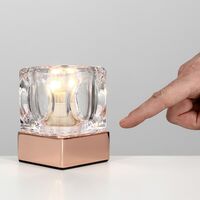 2 x Ice Cube Touch Table Lamps + 3W LED Bulbs - Copper