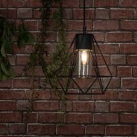 IP44 Black Bathroom Ceiling Light Pendant Metal Open & Clear Glass ...