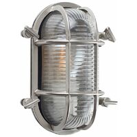 Ip64 Rated Cross-Cased Metal Outdoor LED Bulkhead Wall Light - Brushed Chrome