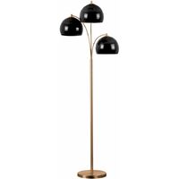 3 Way Floor Lamp in Copper with Arco Shades - Black