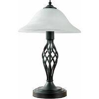 Traditional Table Lamps Barley Twist Bedside Lights With Glass Shade - Black