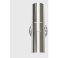 IP44 Rated Outdoor Up & Down Security Wall Light + 5W Warm White LED GU10 Bulbs - Stainless Steel