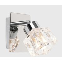 Chrome Wall Sconce Light Glass Ice Cube Glass Shade Indoor Wall Light
