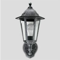 Brushed Silver & Black Outdoor IP44 Wall Light + Dusk To Dawn Sensor + 4W LED ES E27 Candle Bulb