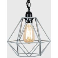 Industrial Wall Light with Cage Shade - Grey - No Bulb