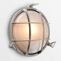 IP64 Rated Round Outdoor Wall Fisherman Light - Brushed Chrome