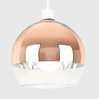 Two Tone & Glass Globe Arco Ball Ceiling Pendant Light Shade - Copper