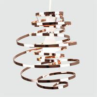 Metal Double Ribbon Spiral Swirl Ceiling Light Pendant - Copper