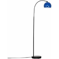 Curved Floor Lamp in Black with Arco Shade - Navy Blue - No Bulb