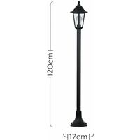 2 x Traditional Victorian 1.2M Black IP44 Outdoor Garden Lamp Post Bollard Lights - No Bulbs