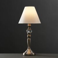 2 x Brass Touch Dimmer Table Lamps & Cream Shade - Brushed Chrome - Including LED Bulb