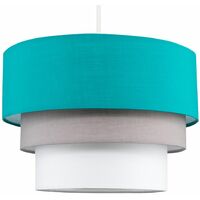 Round 3 Tier Fabric Ceiling Pendant Lamp Light Shade - Teal - No Bulb