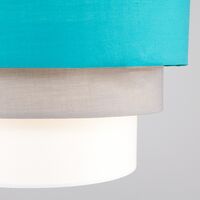 Round 3 Tier Fabric Ceiling Pendant Lamp Light Shade - Teal - No Bulb