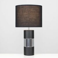 Cylinder Touch Table Lamp with Small Drum Lamp Shade & Dimmable Candle LED Bulb - Black