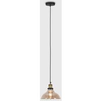 Industrial Black & Gold Ceiling Light Pendant + An Amber Clear Glass Shade - Add LED Bulb