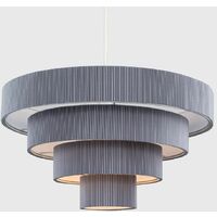 Ceiling Pendant Light Shades Lounge Easy Fit4 Tiered Silver Grey - No bulb