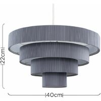 Ceiling Pendant Light Shades Lounge Easy Fit4 Tiered Silver Grey - No bulb