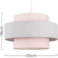 Weaver Tiered Ceiling Pendant Light Shade - Pink & Grey - No Bulb