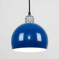 Chrome Ceiling Lampholder + Domed Light Shade - Navy Blue
